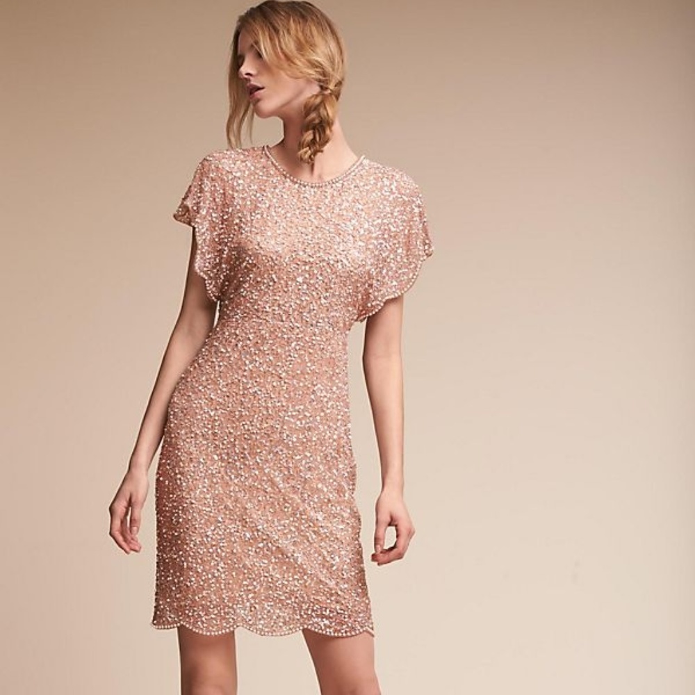 Anthropologie/BHLDN Elin Dress, Rose Gold, Sz 10